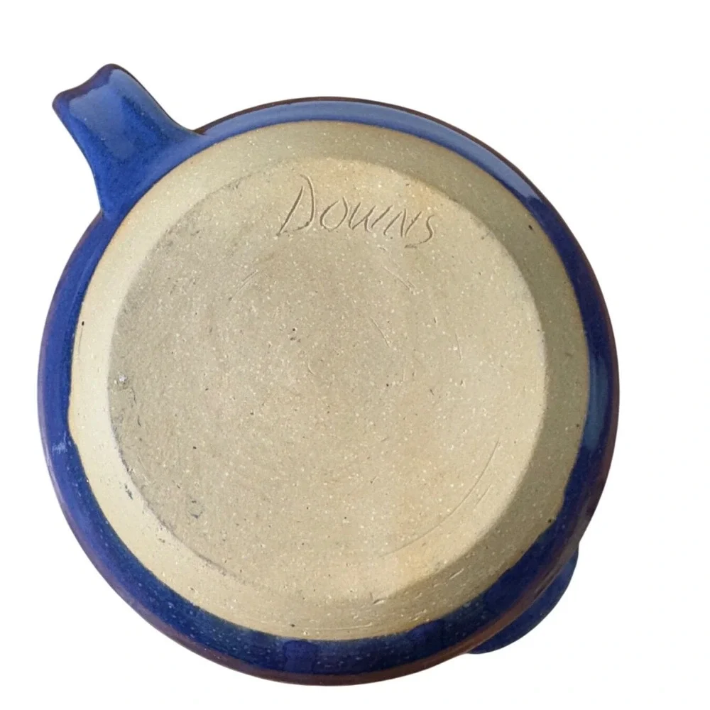 Downs Studio Pottery Cobalt Blue Glazed Stoneware Batter Bowl with Pour‎ Spout